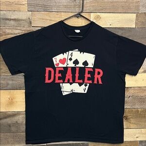 Dealer Black T-Shirt with Red and White Graphic